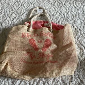 Pier 27 Beach Bag Tote Bloß LIFE IS BETTER IN FLIP FLOPS Rope Handles NEW